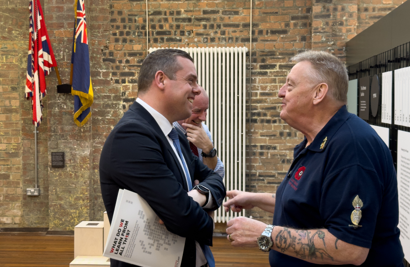 Douglas is pictured with Head Tour Guide Davy Adamson and director Austin Hardie