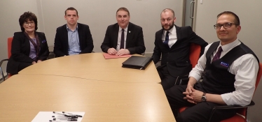 Moray MP Douglas Ross and Cllr James Allan meet with RBS director