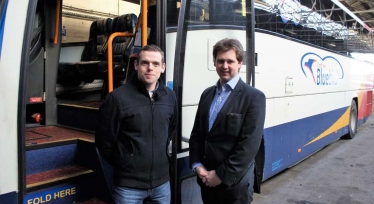 Moray MP Douglas Ross with Stagecoach Director Mark Whitelocks