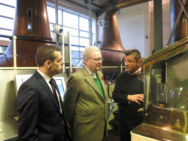 Douglas Ross with Jackson Carlaw at Linkwood Distillery